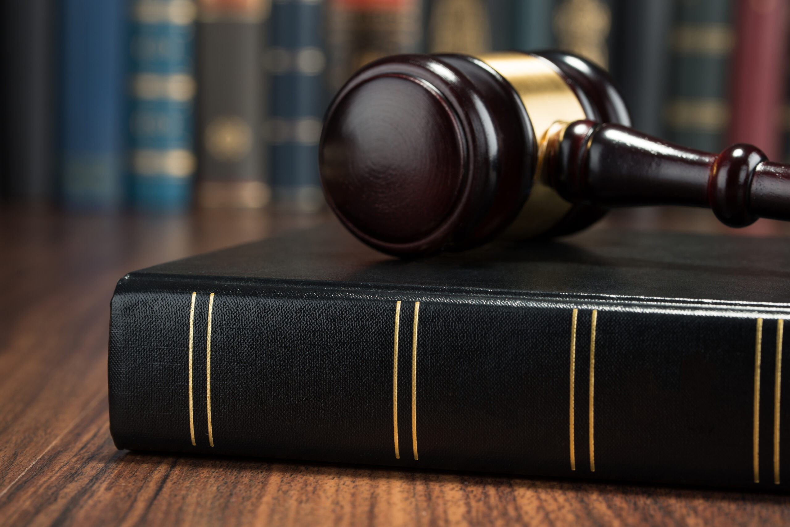 Gavel and blank lawy book
